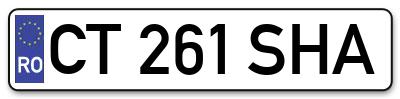 Placuta inmatriculare numar auto  CT-261-SHA, CT 261 SHA, CT261SHA
