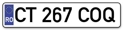 Placuta inmatriculare numar auto  CT-267-COQ, CT 267 COQ, CT267COQ