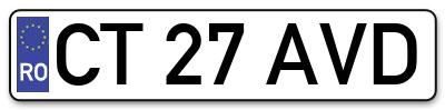 Placuta inmatriculare numar auto  CT-27-AVD, CT 27 AVD, CT27AVD