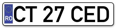 Placuta inmatriculare numar auto  CT-27-CED, CT 27 CED, CT27CED