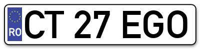 Placuta inmatriculare numar auto  CT-27-EGO, CT 27 EGO, CT27EGO