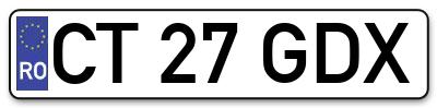 Placuta inmatriculare numar auto  CT-27-GDX, CT 27 GDX, CT27GDX