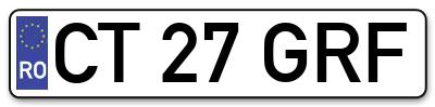 Placuta inmatriculare numar auto  CT-27-GRF, CT 27 GRF, CT27GRF