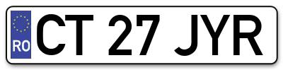Placuta inmatriculare numar auto  CT-27-JYR, CT 27 JYR, CT27JYR