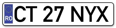 Placuta inmatriculare numar auto  CT-27-NYX, CT 27 NYX, CT27NYX