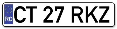 Placuta inmatriculare numar auto  CT-27-RKZ, CT 27 RKZ, CT27RKZ