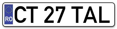 Placuta inmatriculare numar auto  CT-27-TAL, CT 27 TAL, CT27TAL
