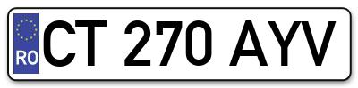 Placuta inmatriculare numar auto  CT-270-AYV, CT 270 AYV, CT270AYV