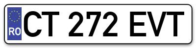 Placuta inmatriculare numar auto  CT-272-EVT, CT 272 EVT, CT272EVT