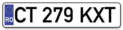 Placuta inmatriculare numar auto  CT-279-KXT, CT 279 KXT, CT279KXT