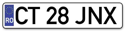 Placuta inmatriculare numar auto  CT-28-JNX, CT 28 JNX, CT28JNX