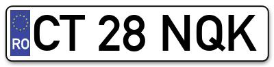 Placuta inmatriculare numar auto  CT-28-NQK, CT 28 NQK, CT28NQK