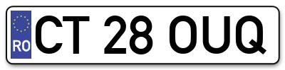 Placuta inmatriculare numar auto  CT-28-OUQ, CT 28 OUQ, CT28OUQ