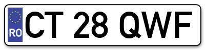 Placuta inmatriculare numar auto  CT-28-QWF, CT 28 QWF, CT28QWF