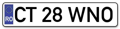 Placuta inmatriculare numar auto  CT-28-WNO, CT 28 WNO, CT28WNO
