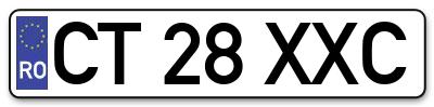 Placuta inmatriculare numar auto  CT-28-XXC, CT 28 XXC, CT28XXC