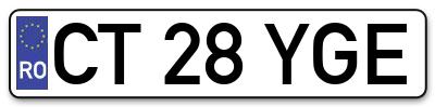Placuta inmatriculare numar auto  CT-28-YGE, CT 28 YGE, CT28YGE