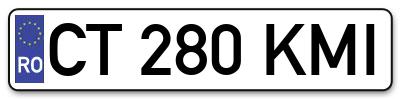 Placuta inmatriculare numar auto  CT-280-KMI, CT 280 KMI, CT280KMI