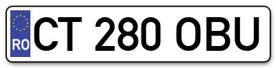 Placuta inmatriculare numar auto  CT-280-OBU, CT 280 OBU, CT280OBU