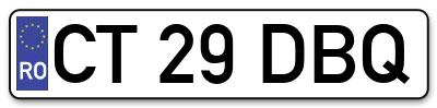 Placuta inmatriculare numar auto  CT-29-DBQ, CT 29 DBQ, CT29DBQ