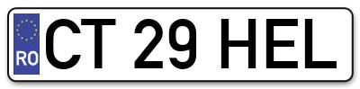 Placuta inmatriculare numar auto  CT-29-HEL, CT 29 HEL, CT29HEL