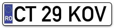 Placuta inmatriculare numar auto  CT-29-KOV, CT 29 KOV, CT29KOV