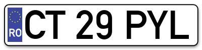 Placuta inmatriculare numar auto  CT-29-PYL, CT 29 PYL, CT29PYL