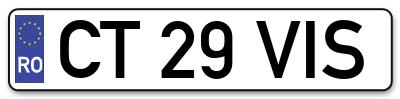 Placuta inmatriculare numar auto  CT-29-VIS, CT 29 VIS, CT29VIS