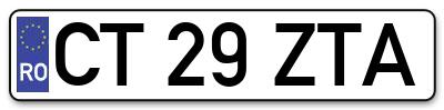 Placuta inmatriculare numar auto  CT-29-ZTA, CT 29 ZTA, CT29ZTA