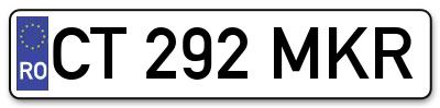 Placuta inmatriculare numar auto  CT-292-MKR, CT 292 MKR, CT292MKR