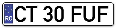 Placuta inmatriculare numar auto  CT-30-FUF, CT 30 FUF, CT30FUF