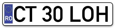 Placuta inmatriculare numar auto  CT-30-LOH, CT 30 LOH, CT30LOH