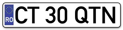 Placuta inmatriculare numar auto  CT-30-QTN, CT 30 QTN, CT30QTN
