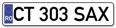 Placuta inmatriculare numar auto  CT-303-SAX, CT 303 SAX, CT303SAX