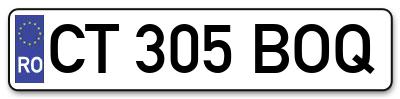 Placuta inmatriculare numar auto  CT-305-BOQ, CT 305 BOQ, CT305BOQ