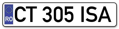 Placuta inmatriculare numar auto  CT-305-ISA, CT 305 ISA, CT305ISA