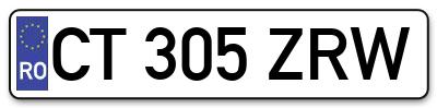 Placuta inmatriculare numar auto  CT-305-ZRW, CT 305 ZRW, CT305ZRW