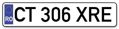 Placuta inmatriculare numar auto  CT-306-XRE, CT 306 XRE, CT306XRE
