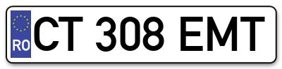 Placuta inmatriculare numar auto  CT-308-EMT, CT 308 EMT, CT308EMT