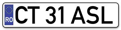 Placuta inmatriculare numar auto  CT-31-ASL, CT 31 ASL, CT31ASL