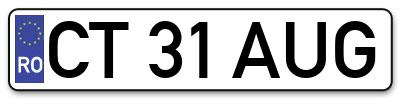 Placuta inmatriculare numar auto  CT-31-AUG, CT 31 AUG, CT31AUG