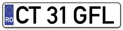 Placuta inmatriculare numar auto  CT-31-GFL, CT 31 GFL, CT31GFL