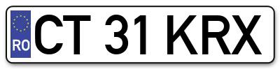 Placuta inmatriculare numar auto  CT-31-KRX, CT 31 KRX, CT31KRX