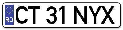 Placuta inmatriculare numar auto  CT-31-NYX, CT 31 NYX, CT31NYX