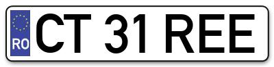Placuta inmatriculare numar auto  CT-31-REE, CT 31 REE, CT31REE