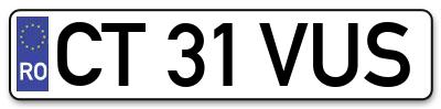 Placuta inmatriculare numar auto  CT-31-VUS, CT 31 VUS, CT31VUS