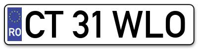 Placuta inmatriculare numar auto  CT-31-WLO, CT 31 WLO, CT31WLO