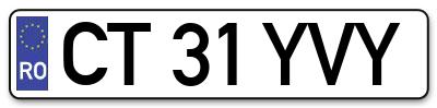 Placuta inmatriculare numar auto  CT-31-YVY, CT 31 YVY, CT31YVY
