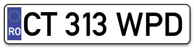 Placuta inmatriculare numar auto  CT-313-WPD, CT 313 WPD, CT313WPD