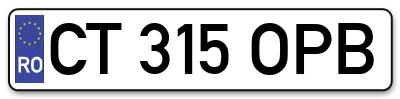 Placuta inmatriculare numar auto  CT-315-OPB, CT 315 OPB, CT315OPB